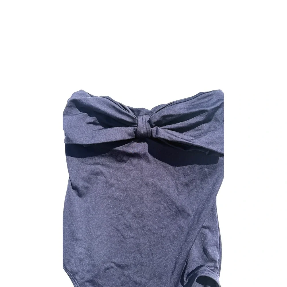 Kate Spade New York Navy Blue Strapless Bow One Piece Swimsuit Size Small